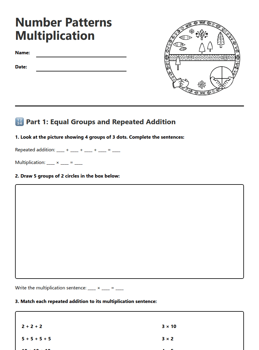 Number Patterns Multiplication worksheet preview