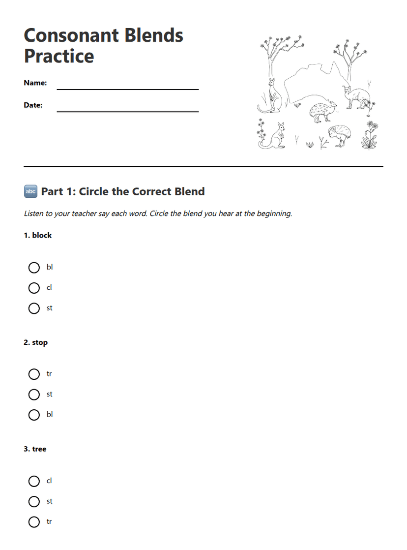 Consonant Blends Practice