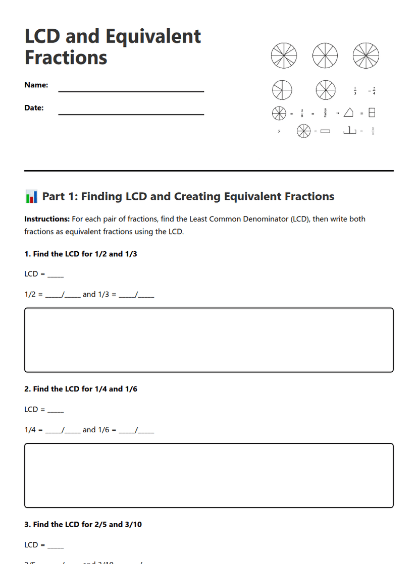 LCD and Equivalent Fractions