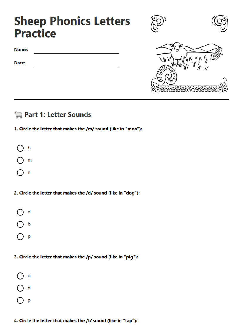 Sheep Phonics Letters Practice