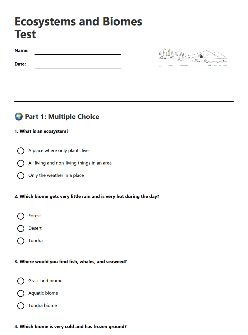 Ecosystems and Biomes Test