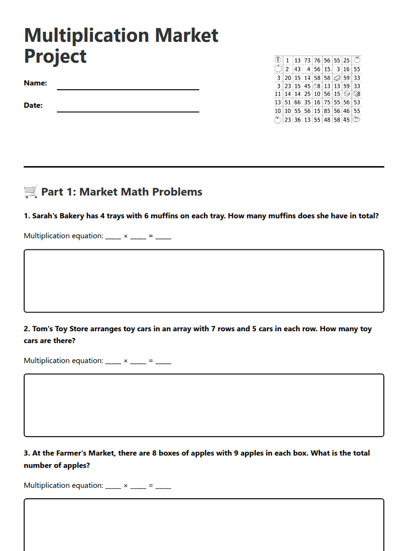 Multiplication Market Project