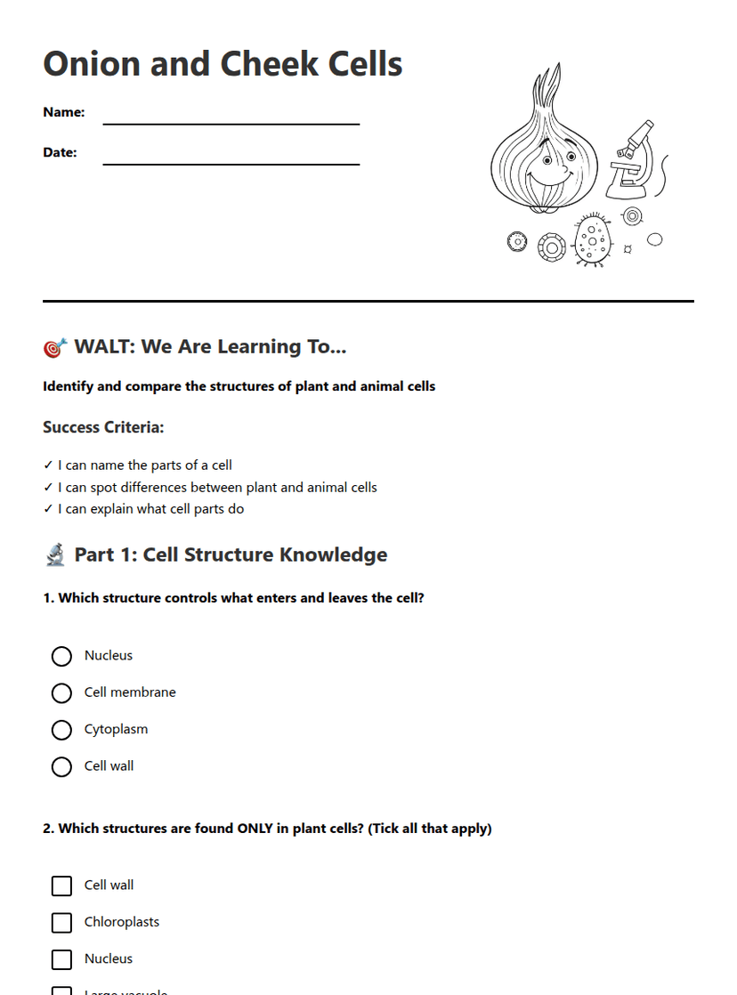 Onion and Cheek Cells