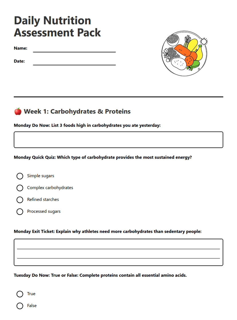 Daily Nutrition Assessment Pack