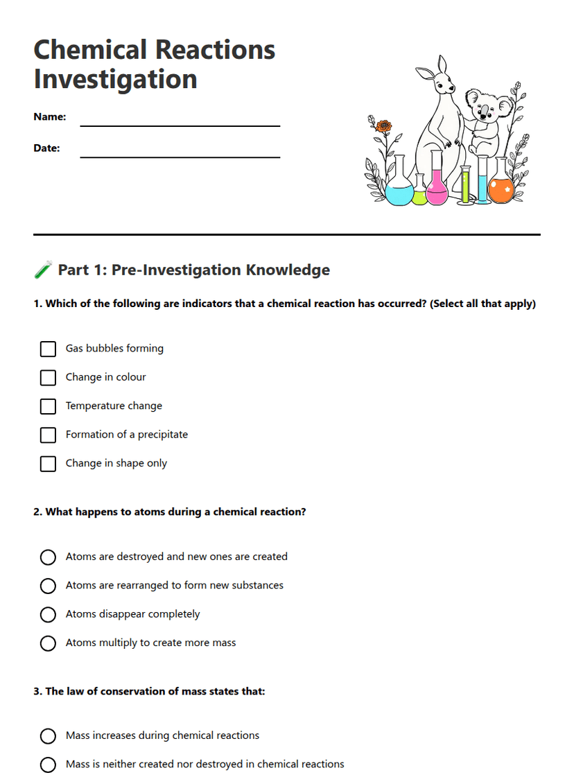 Chemical Reactions Investigation