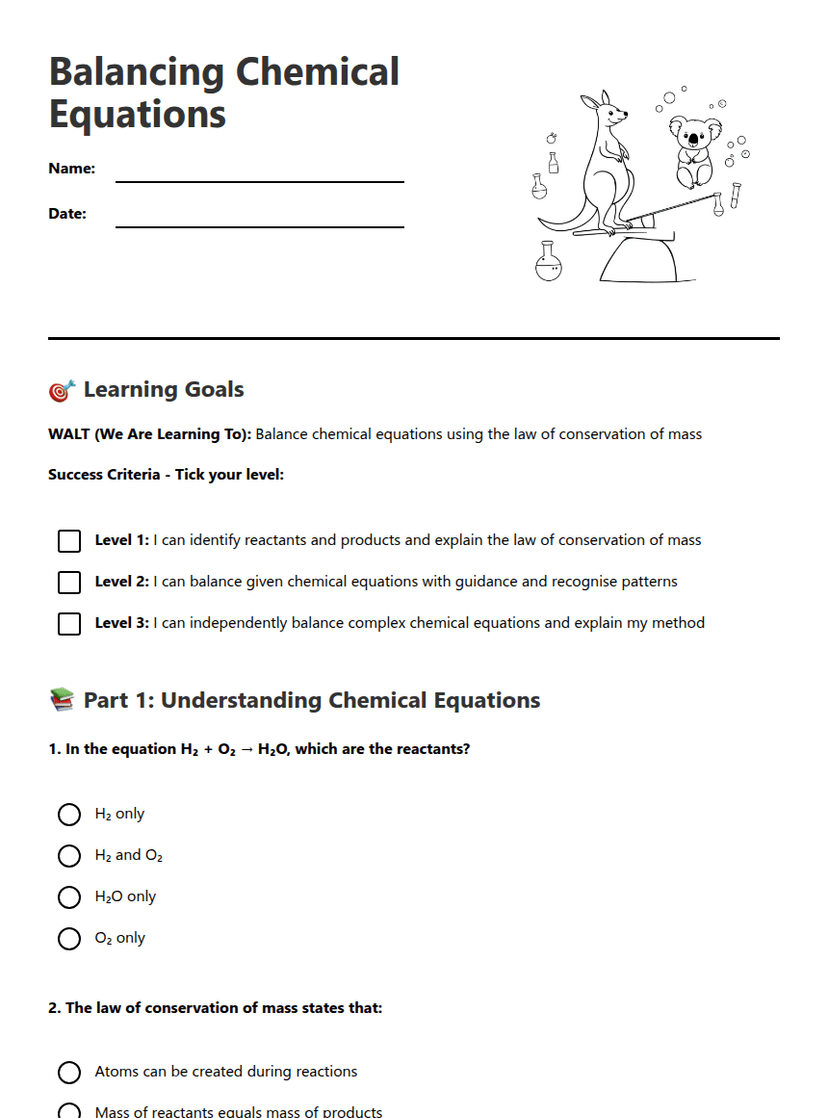 Balancing Chemical Equations