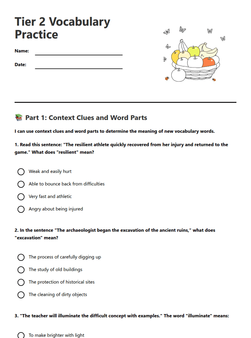 Tier 2 Vocabulary Practice