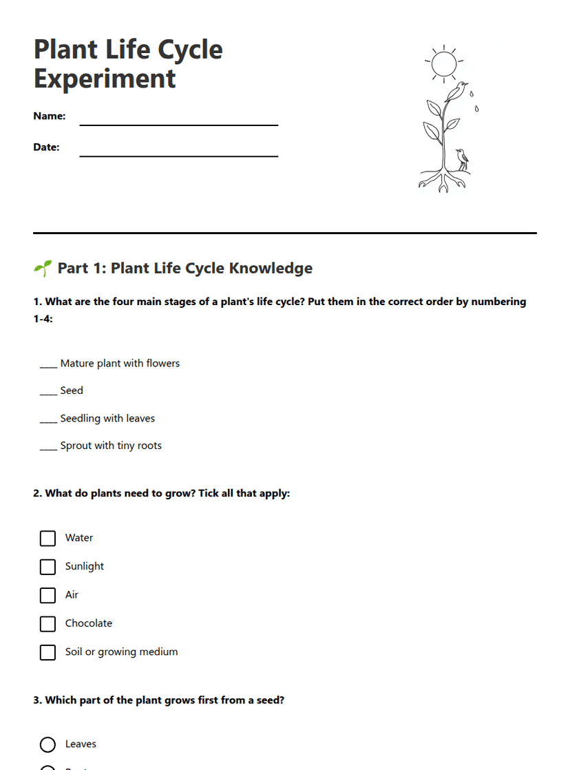 Plant Life Cycle Experiment