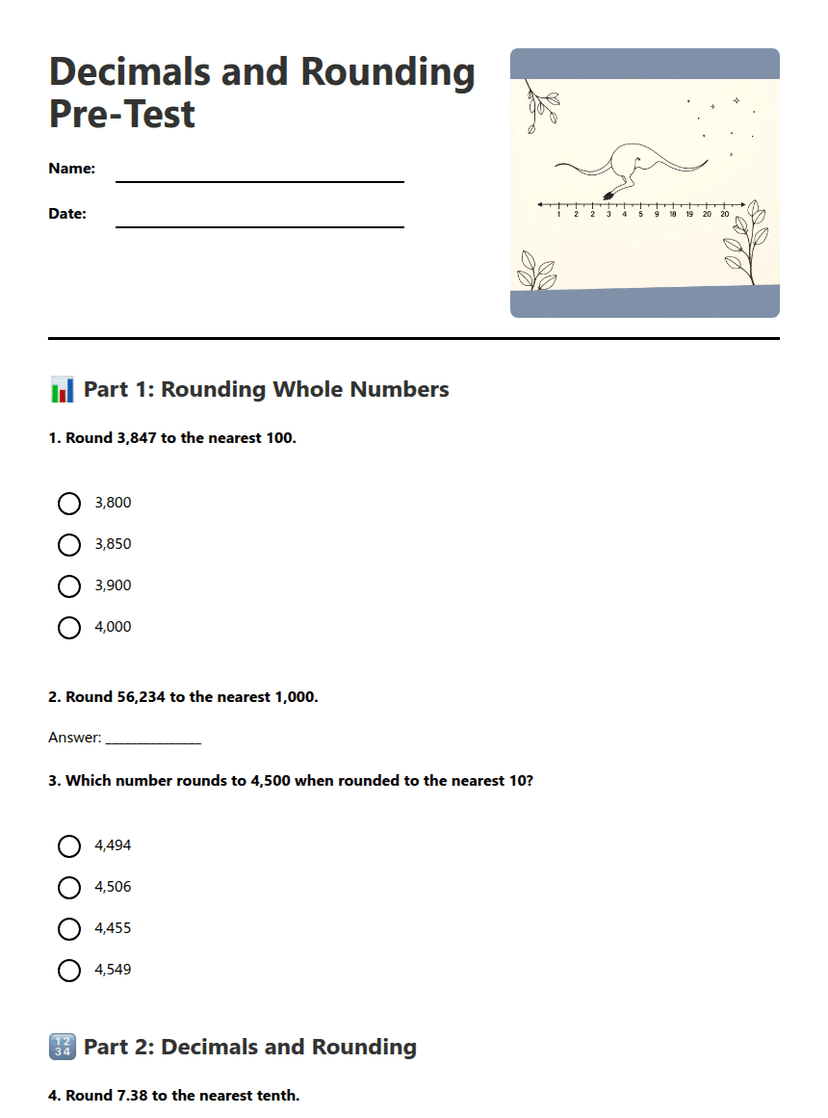 Decimals and Rounding Pre-Test