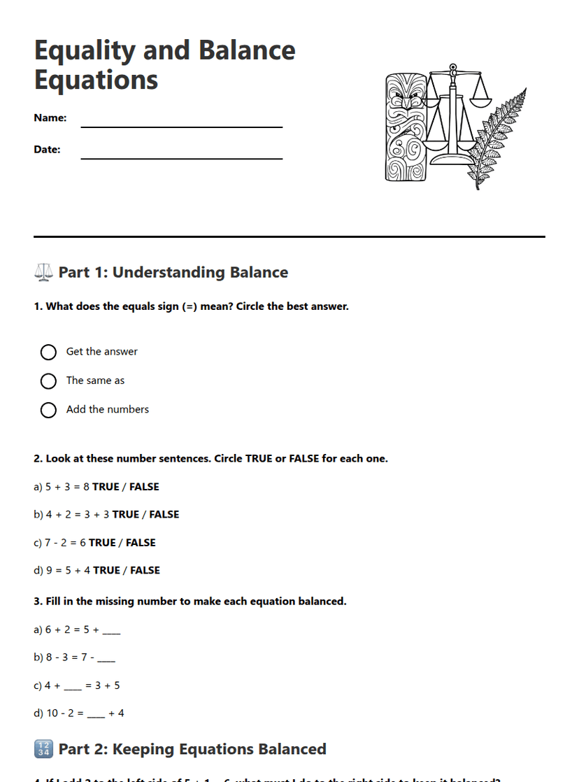 Equality and Balance Equations