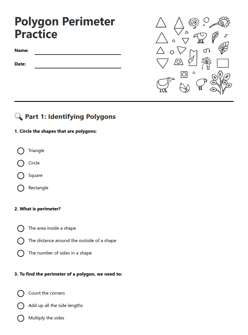 Polygon Perimeter Practice worksheet preview