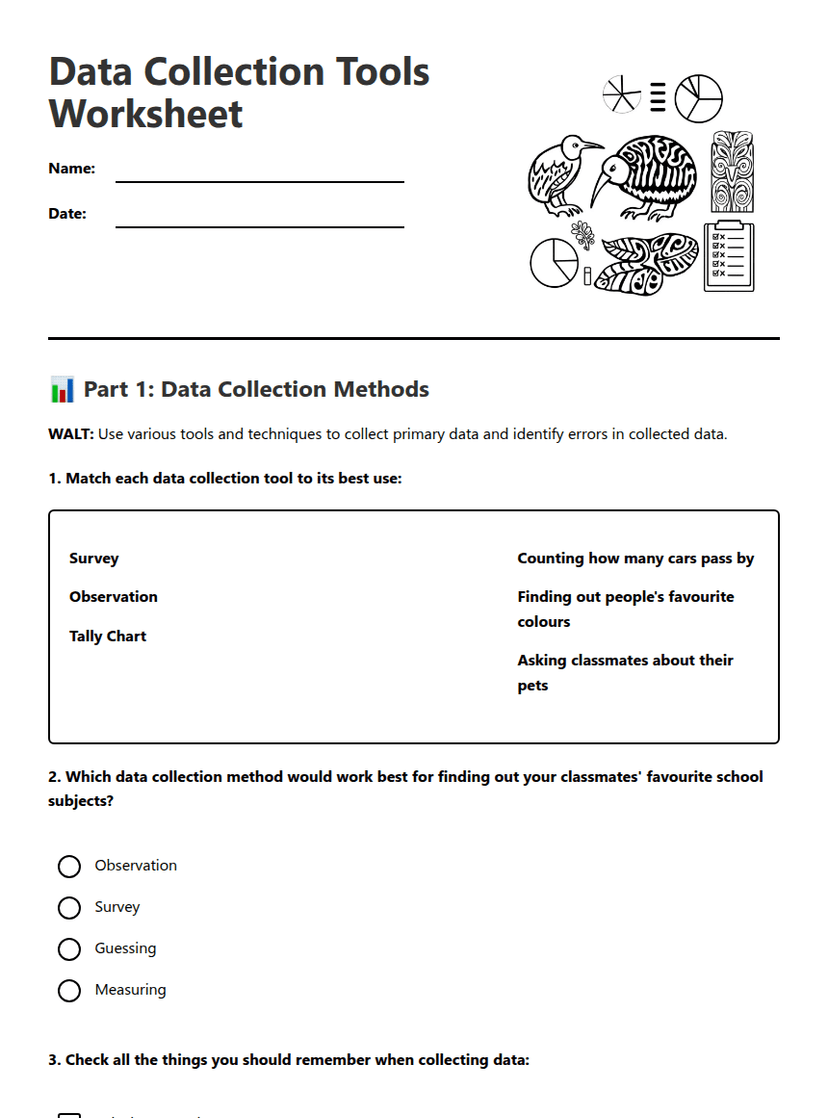 Data Collection Tools Worksheet