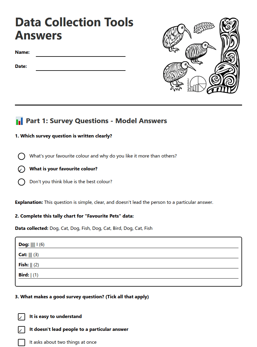 Data Collection Tools Answers worksheet preview