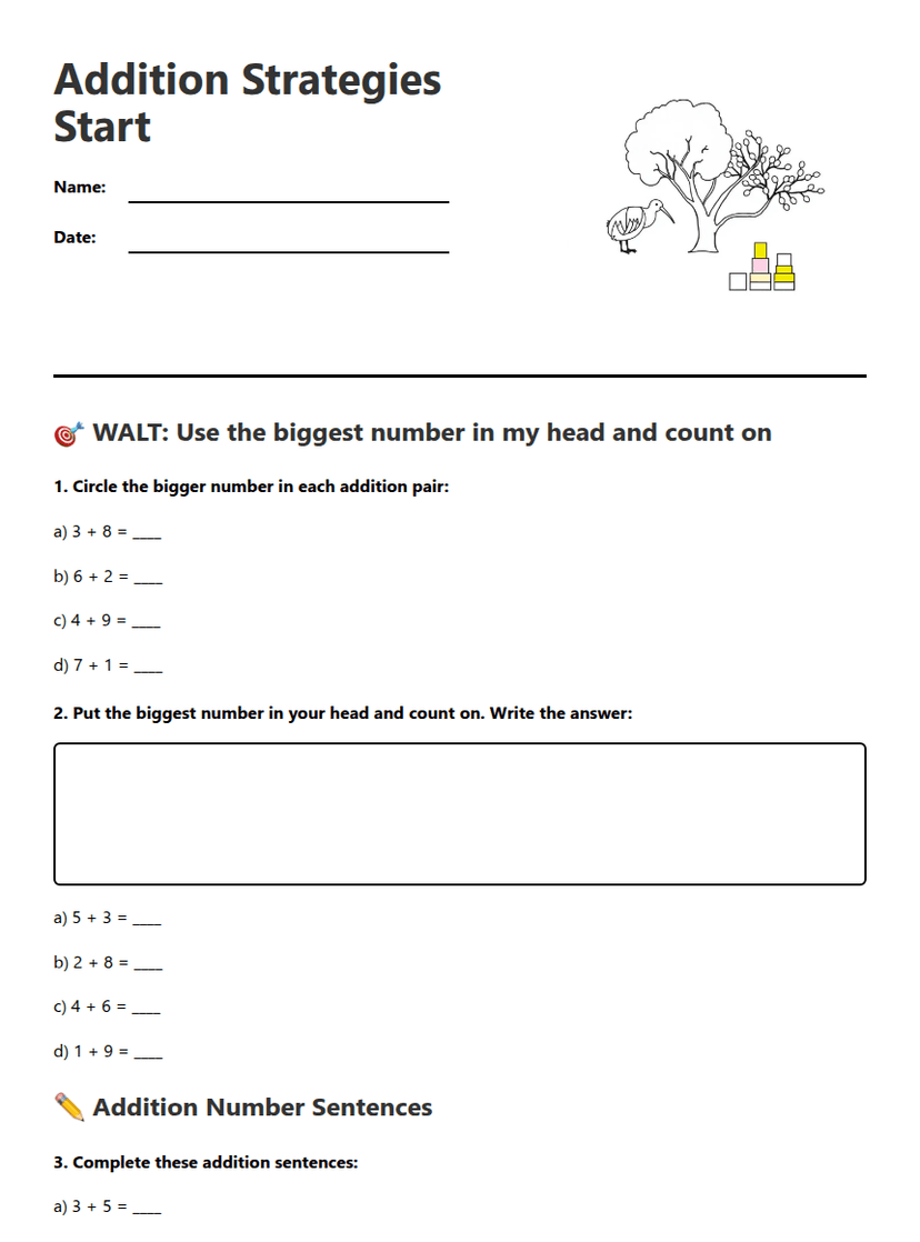 Addition Strategies Start