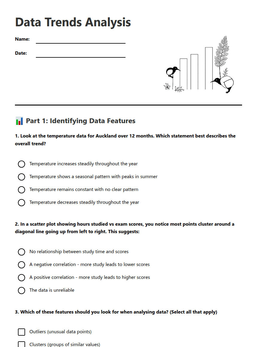 Data Trends Analysis worksheet preview