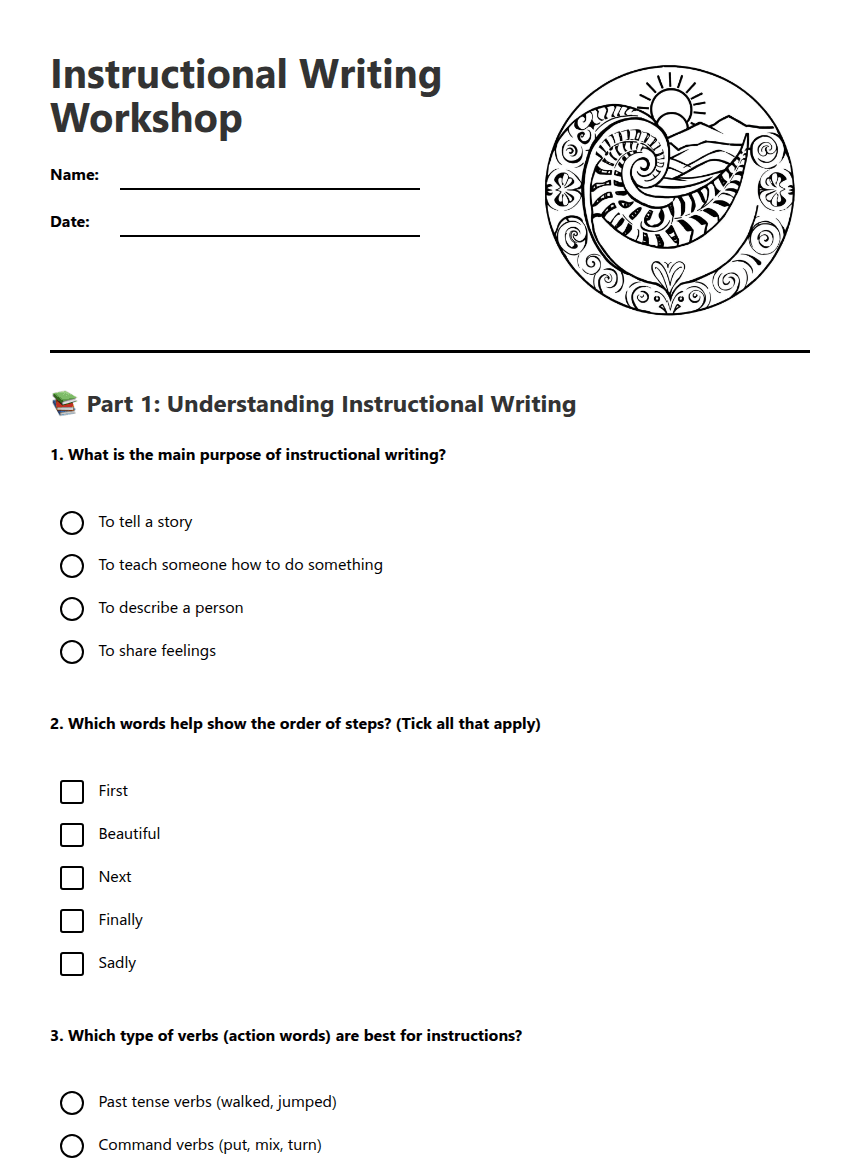 Instructional Writing Workshop worksheet preview