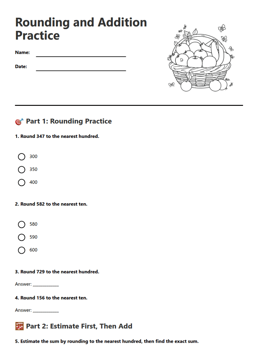Rounding and Addition Practice