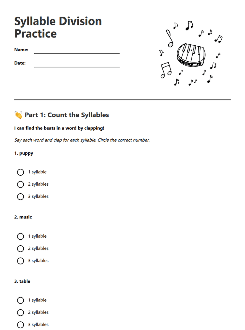 Syllable Division Practice