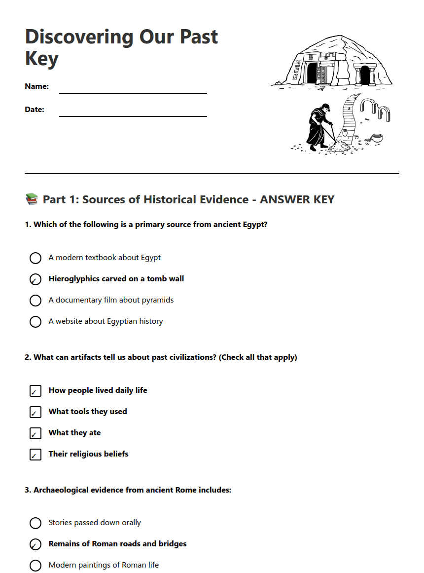 Discovering Our Past Key worksheet preview