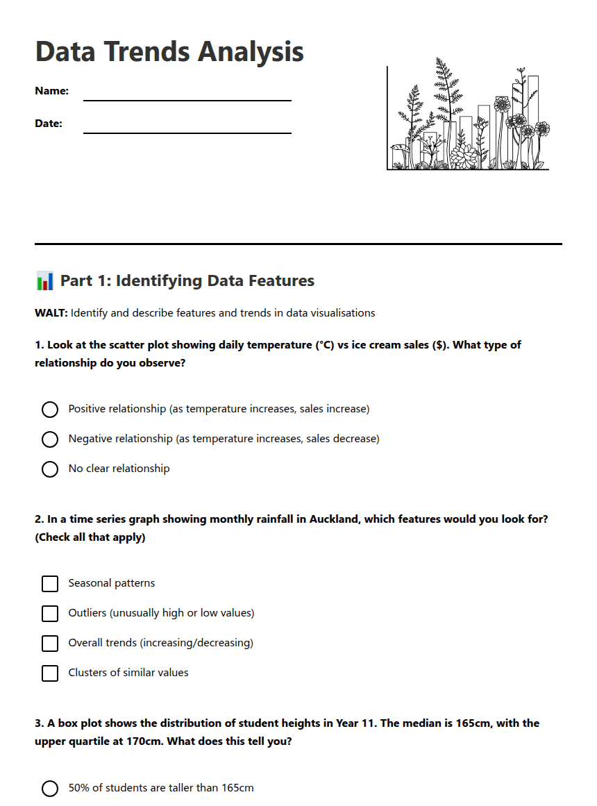 Data Trends Analysis worksheet preview