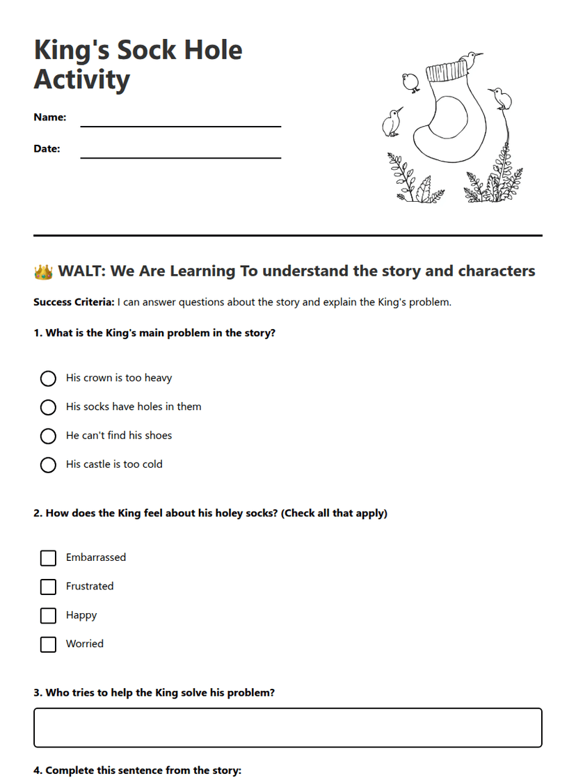 King's Sock Hole Activity