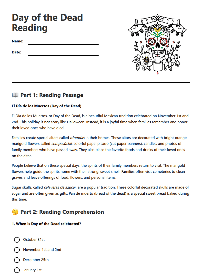Day of the Dead Reading