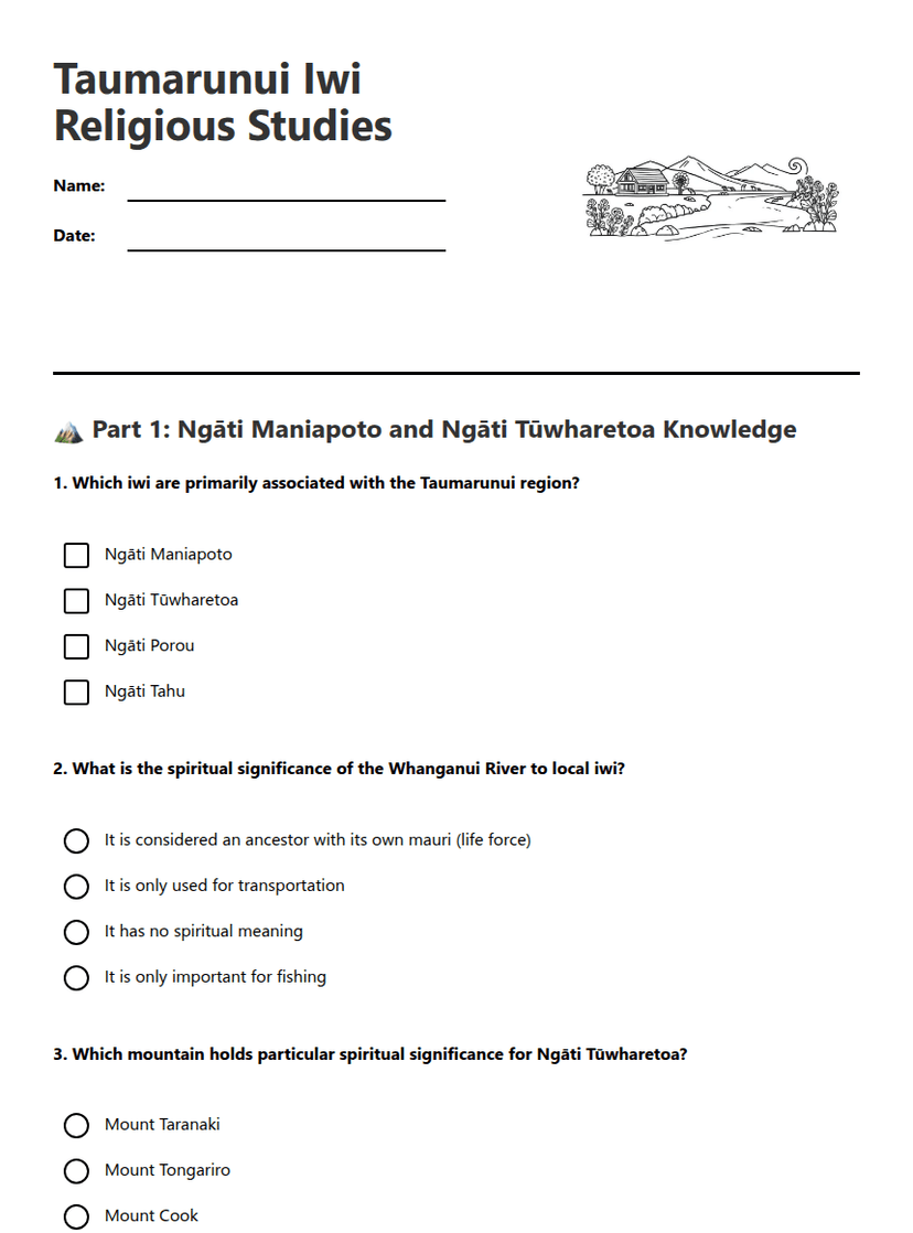 Taumarunui Iwi Religious Studies