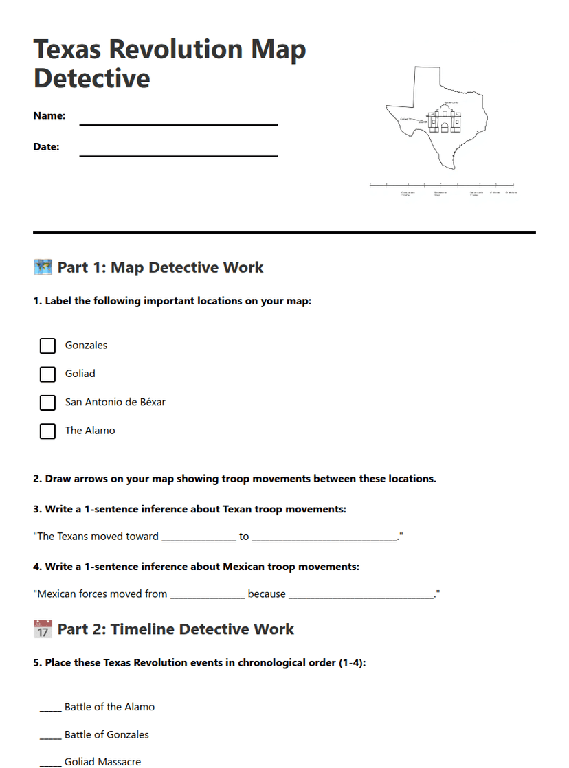 Texas Revolution Map Detective