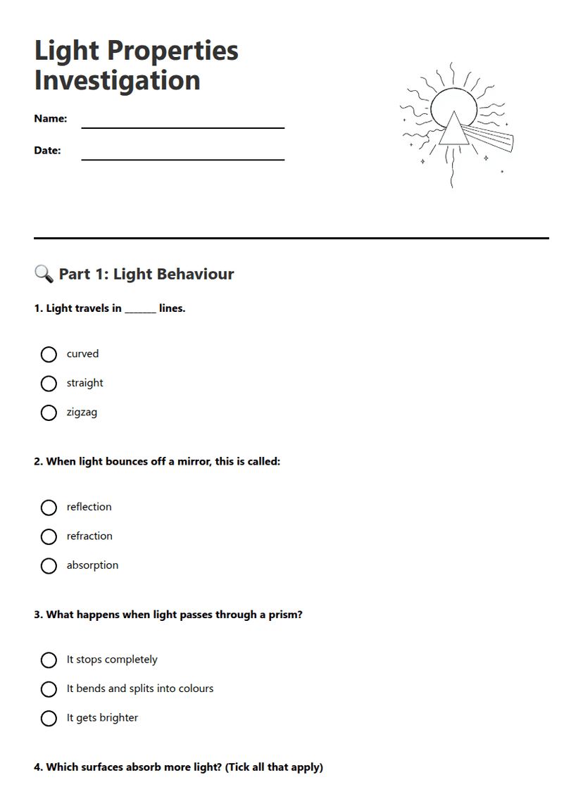 Light Properties Investigation