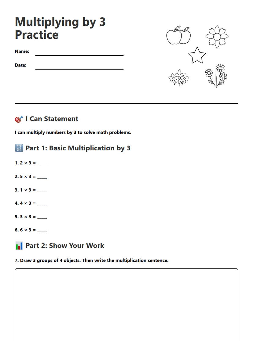 Multiplying by 3 Practice