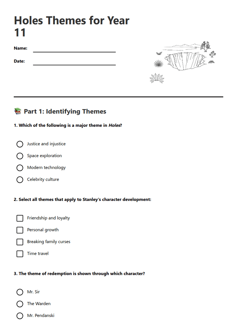 Holes Themes for Year 11
