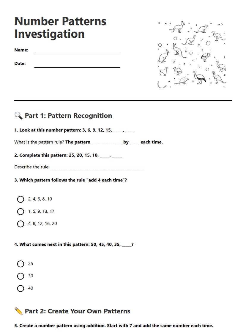 Number Patterns Investigation