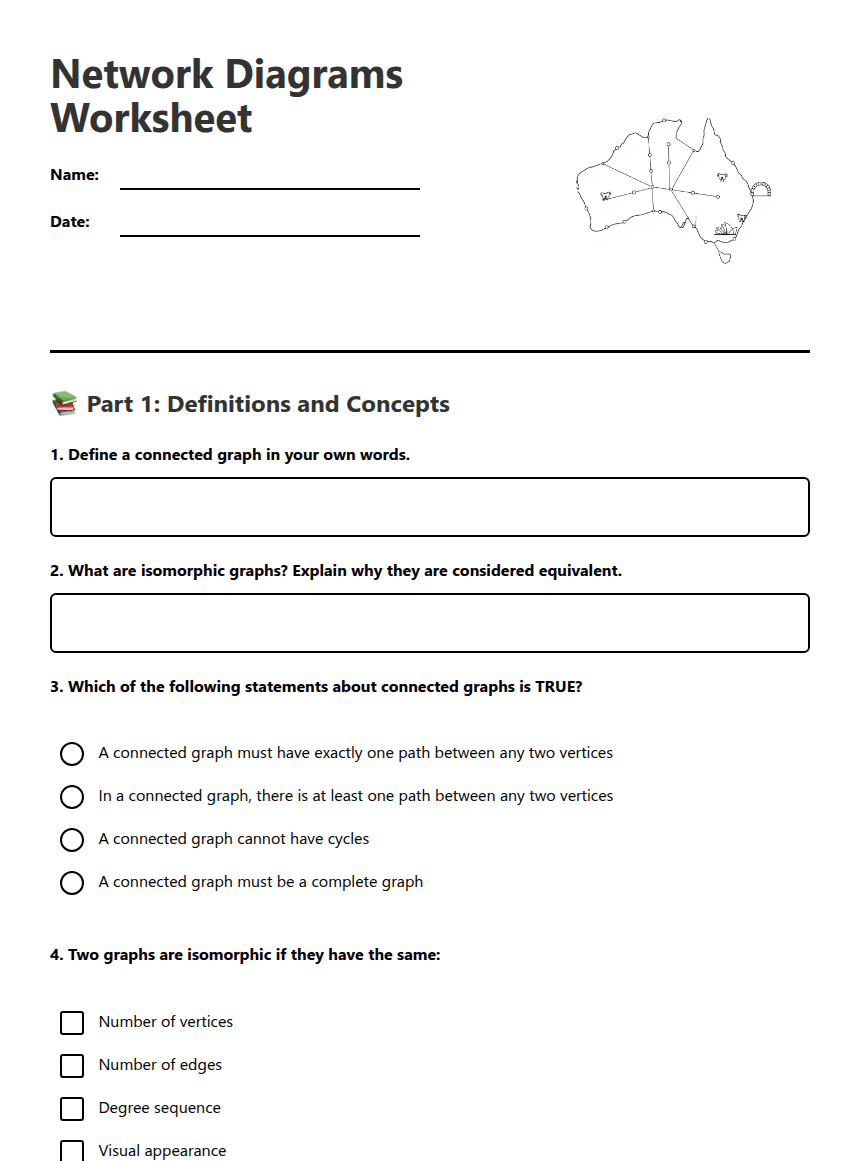 Network Diagrams Worksheet worksheet preview