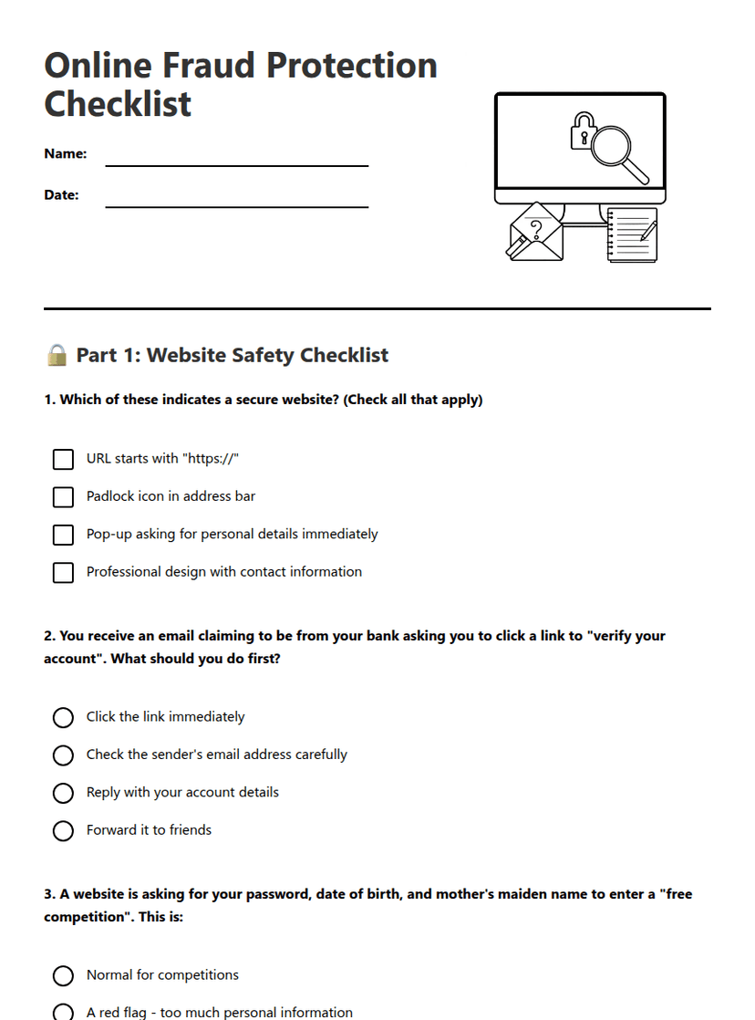 Online Fraud Protection Checklist