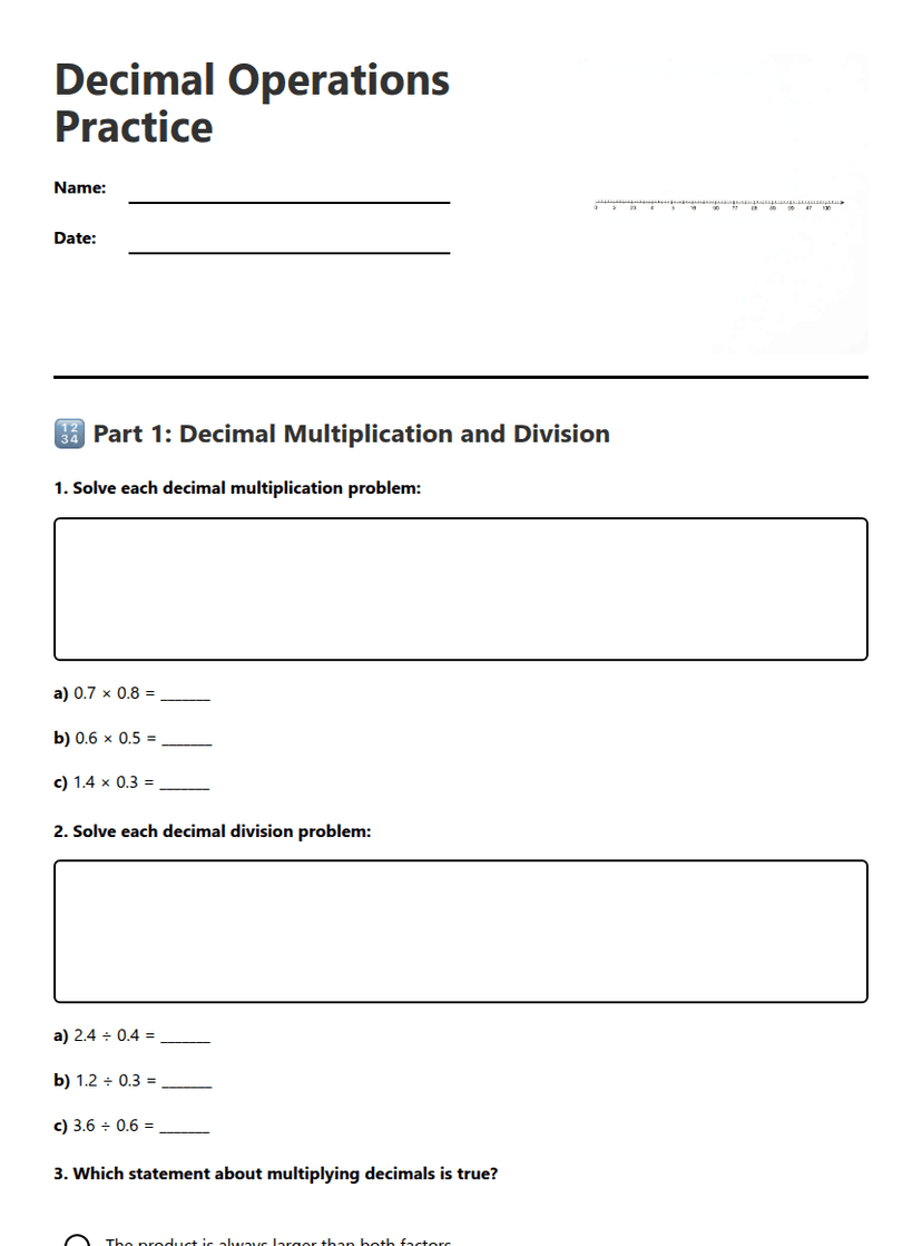 Decimal Operations Practice