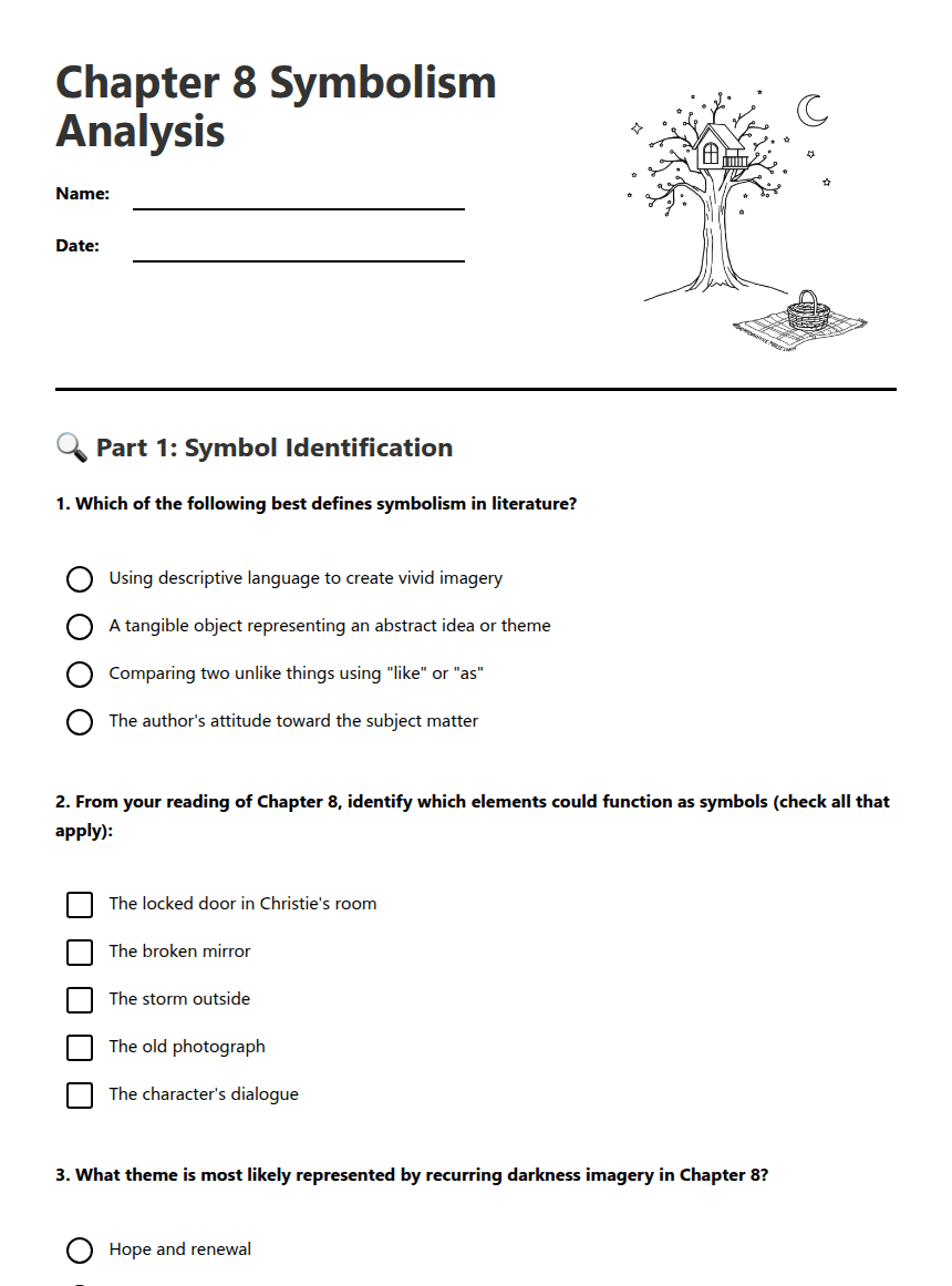 Chapter 8 Symbolism Analysis worksheet preview