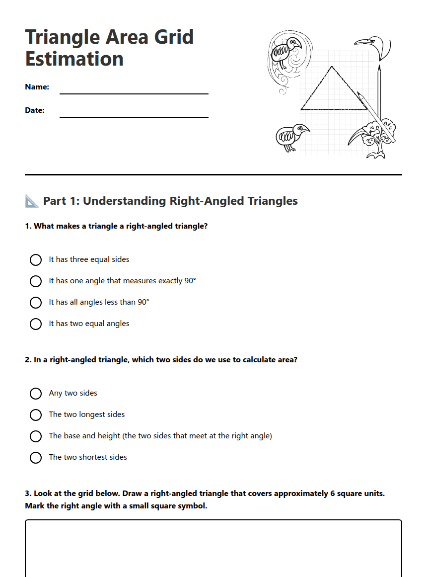 Triangle Area Grid Estimation worksheet preview