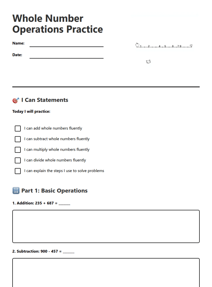 Whole Number Operations Practice