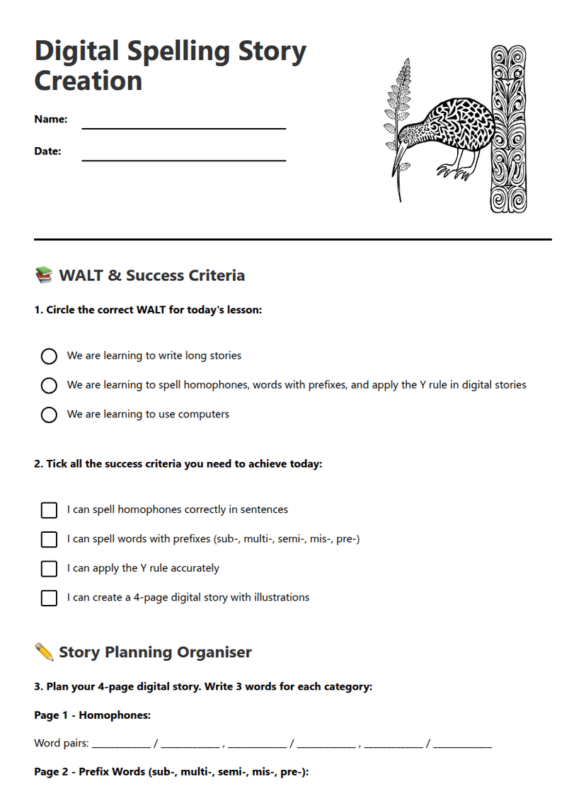 Digital Spelling Story Creation