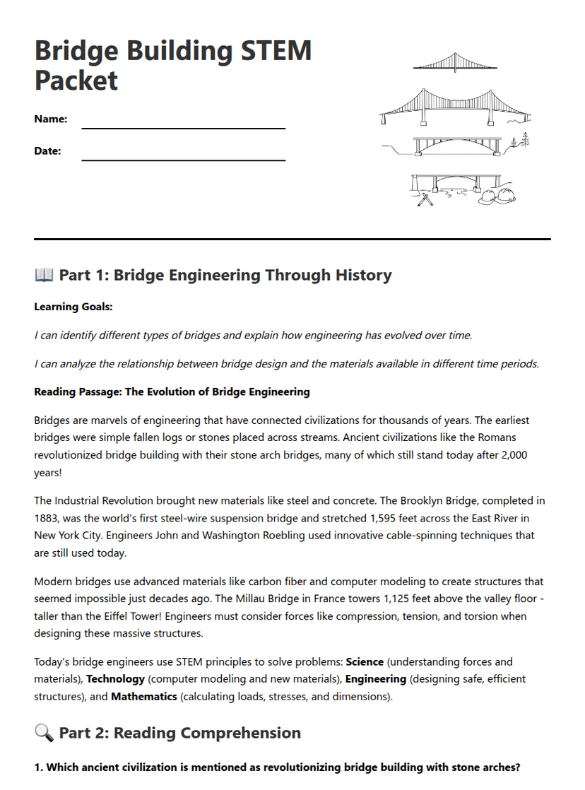 Bridge Building STEM Packet