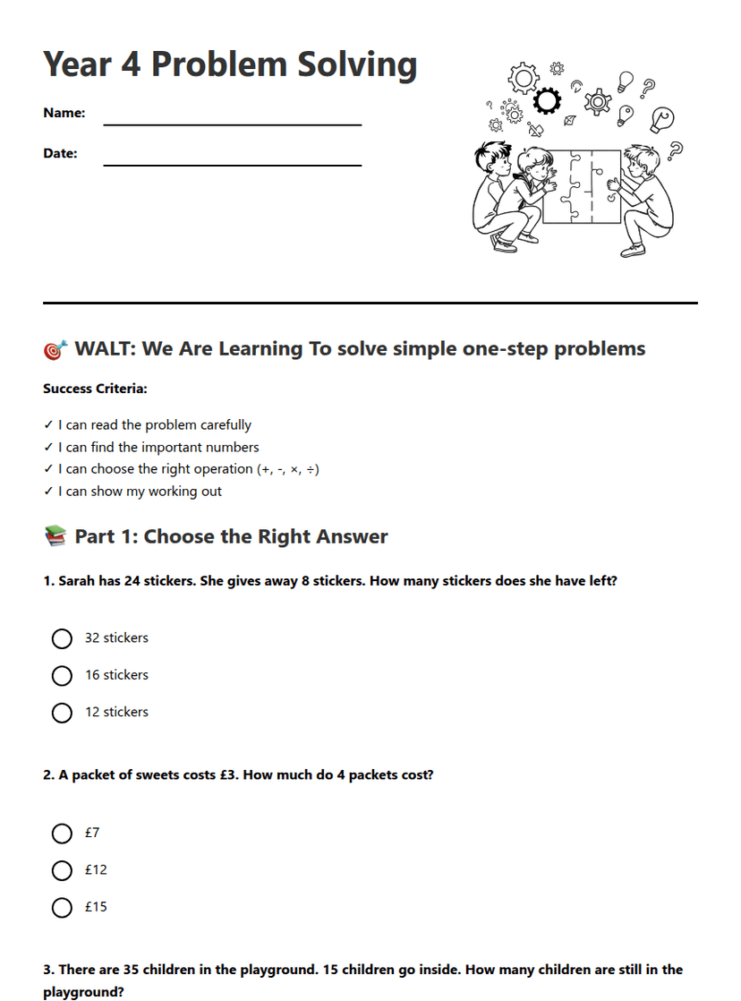 Year 4 Problem Solving