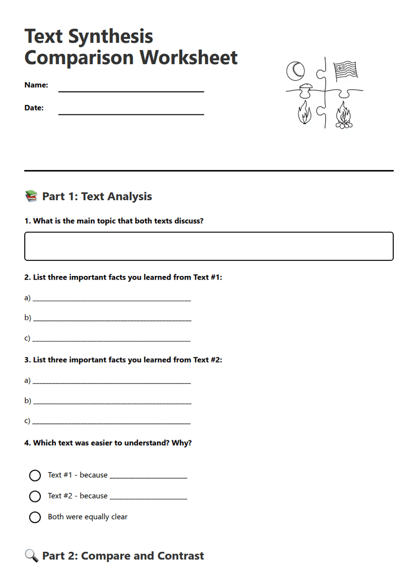 Text Synthesis Comparison Worksheet