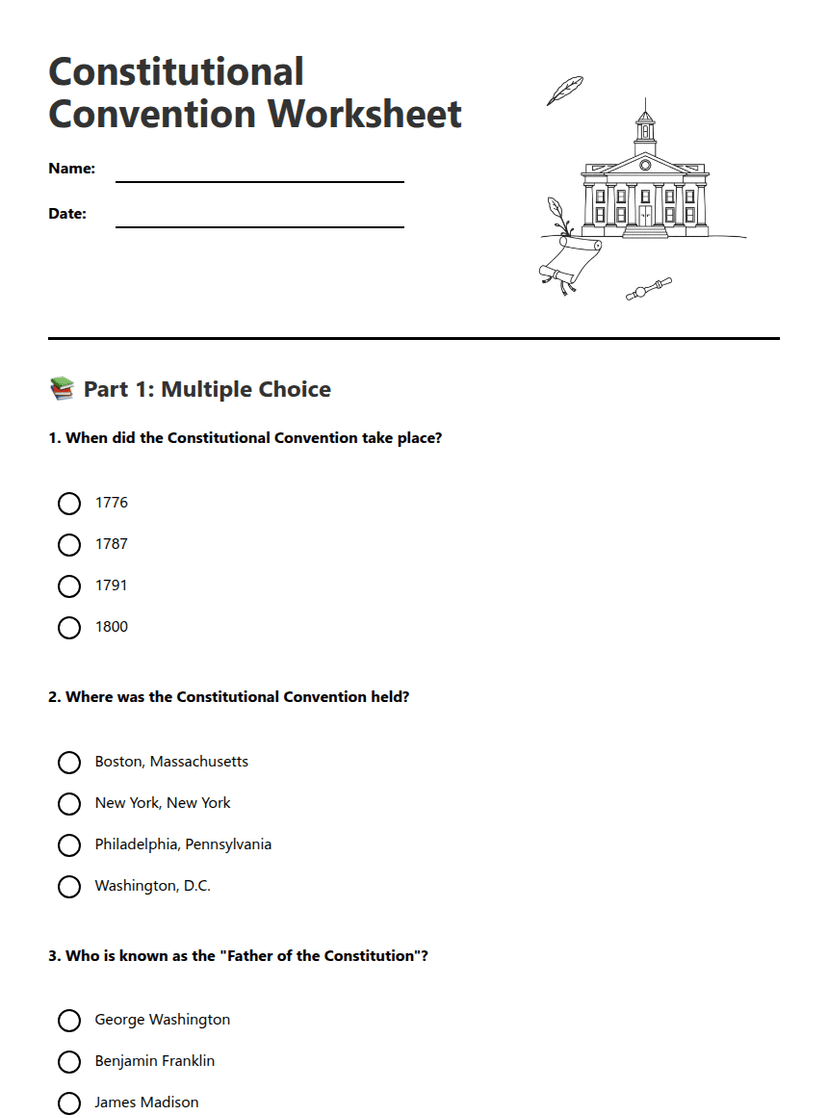 Constitutional Convention Worksheet