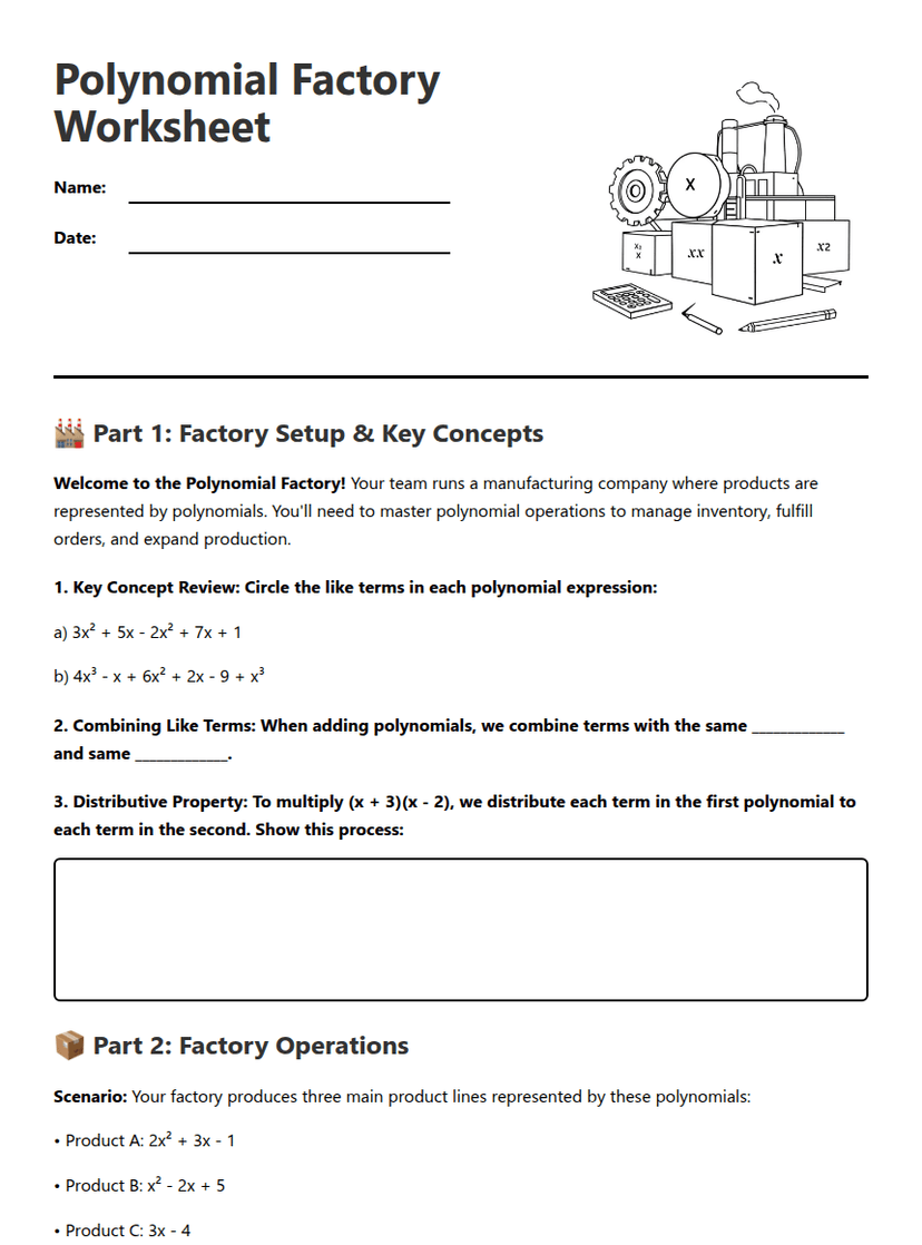Polynomial Factory Worksheet