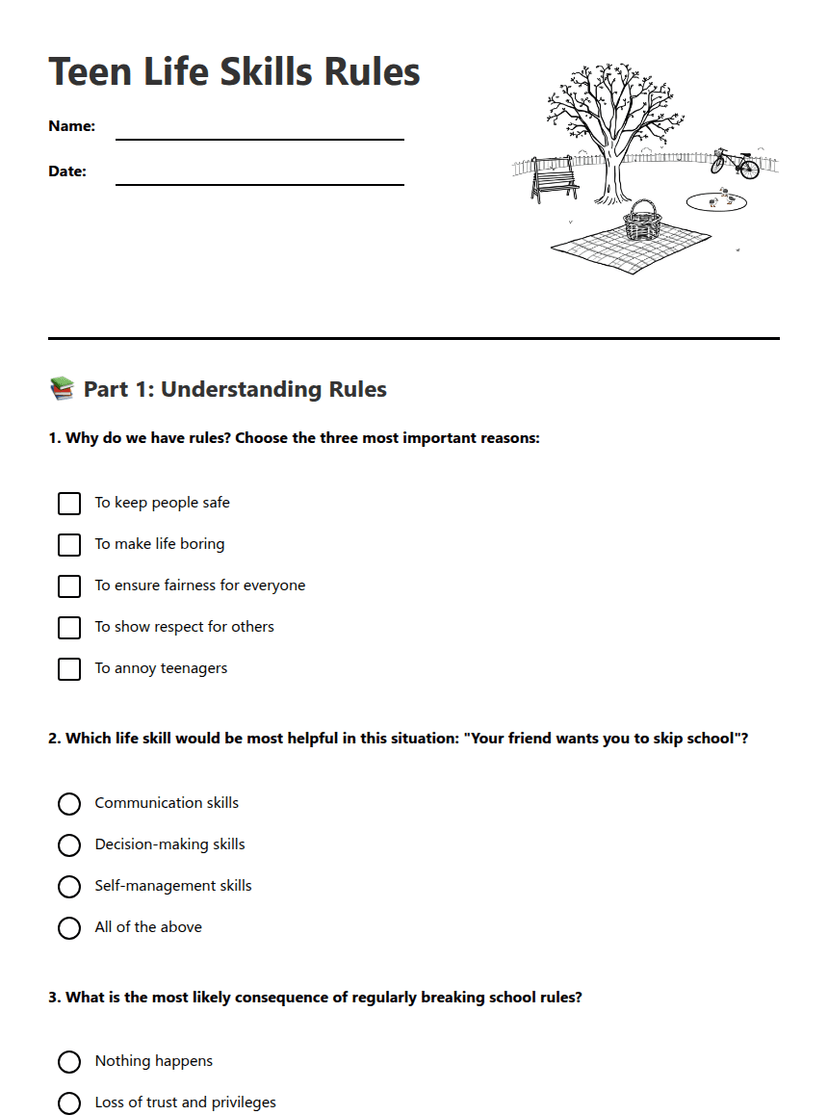 Teen Life Skills Rules