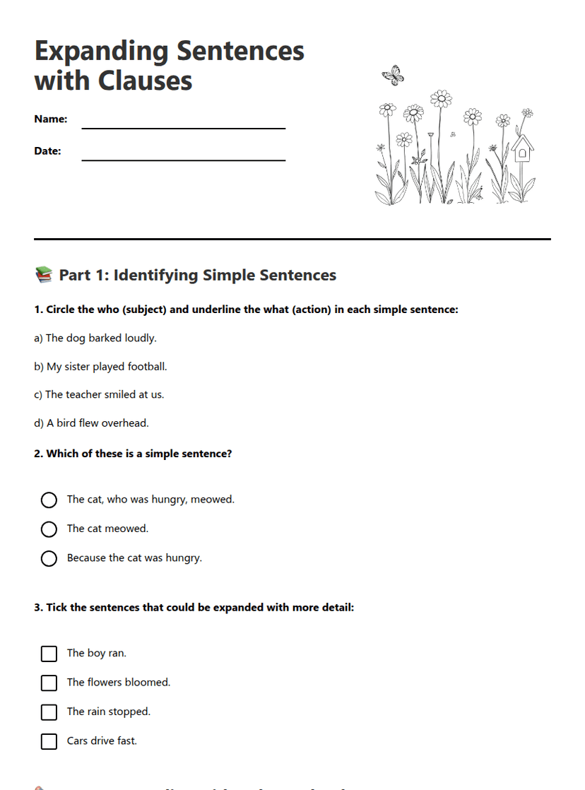 Expanding Sentences with Clauses