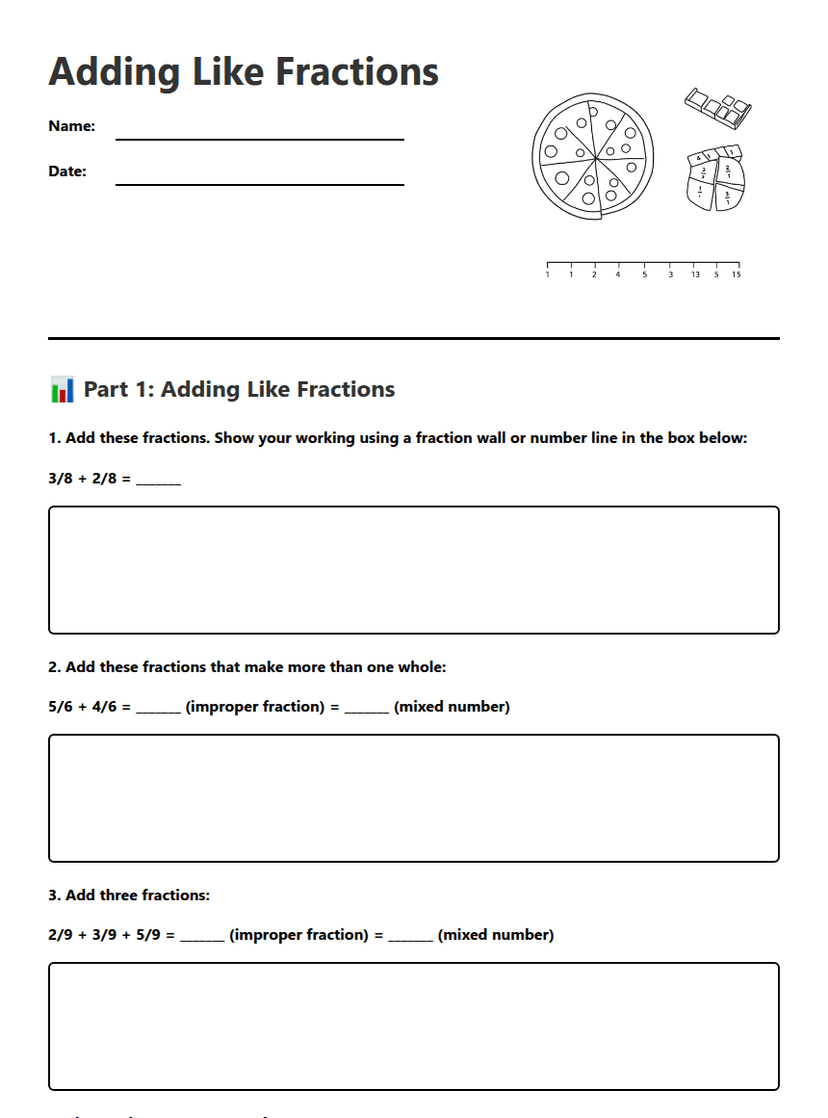 Adding Like Fractions