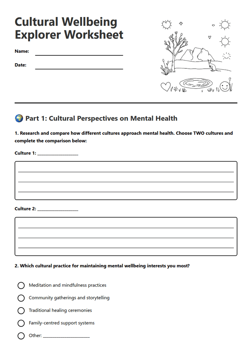 Cultural Wellbeing Explorer Worksheet