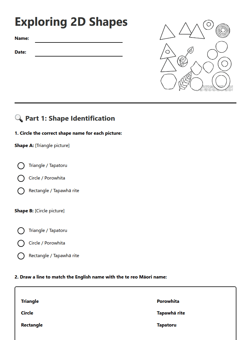 Exploring 2D Shapes worksheet preview