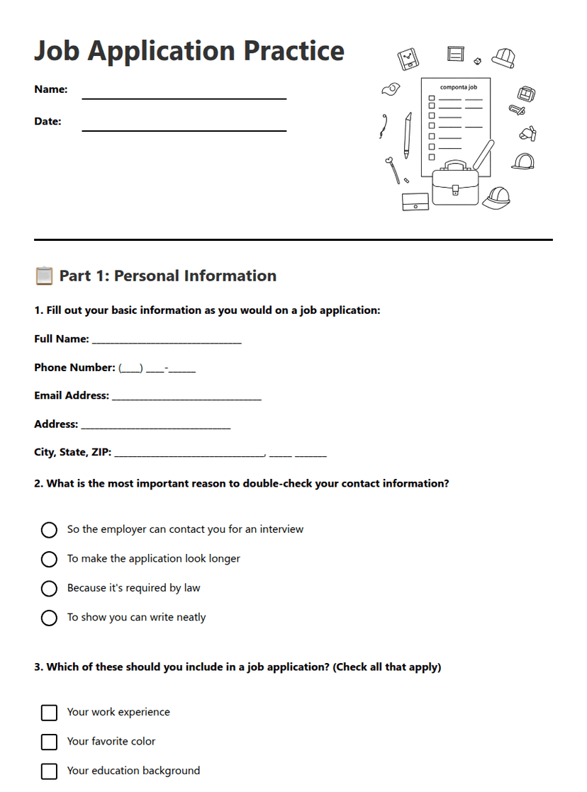 Job Application Practice